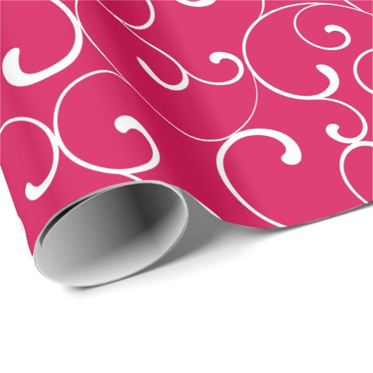 Modern Whimsical Curls Himbeere Geschenkpapier (Rolleneckpunkt)