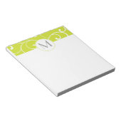 Modern Whimsical Curls Lime Green Monogram Notizblock (angewinkelt)