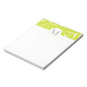 Modern Whimsical Curls Lime Green Monogram Notizblock (Rotiert)