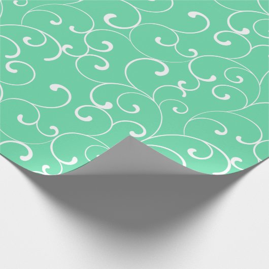 Modern Whimsical Curls Muster Aqua Geschenkpapier (Ecke)