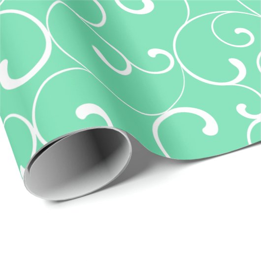Modern Whimsical Curls Muster Aqua Geschenkpapier (Rolleneckpunkt)