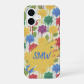 Modern Whimsical – Dripping Flower Monogram iPhone 16 Hülle (Rückseite)