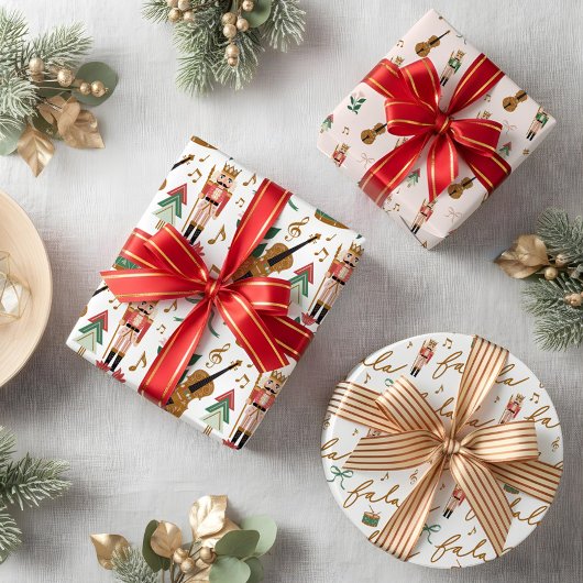 Modern Whimsical Fa La Nutcracker Weihnachten Geschenkpapier Set