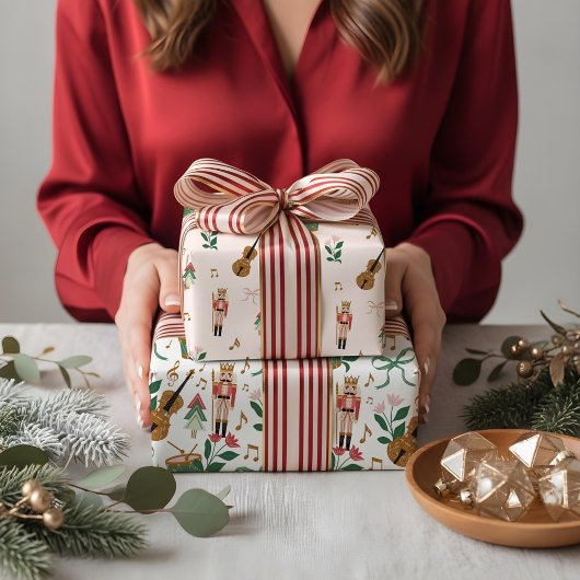 Modern Whimsical Fa La Nutcracker Weihnachten Geschenkpapier Set