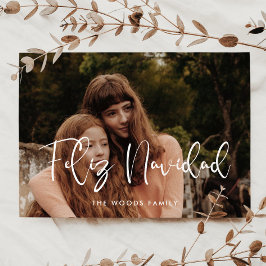 Modern Whimsical Feliz Navidad Weihnachts-Foto Feiertagskarte