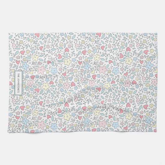 Modern Whimsical Floral Pattern Geschirrtuch (Horizontal)