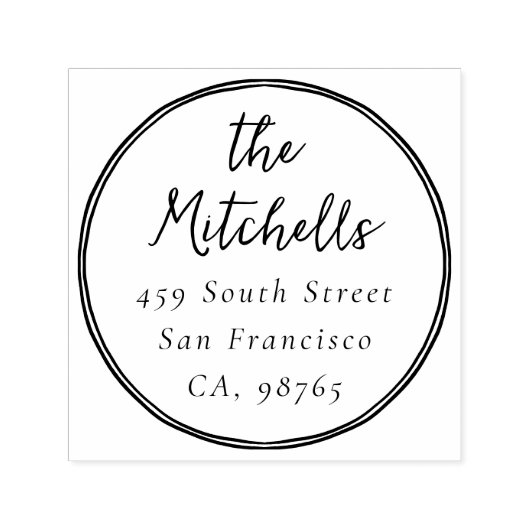 Modern Whimsical Frame Wedding Return Address Permastempel (Design)