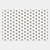 Modern Whimsical Gold Black Graduation Cap Geschenkpapier Set (Vorderseite)