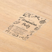 Modern Whimsical Hand Drawn Bow Graduation Party Acryleinladungen (Ablage )