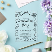 Modern Whimsical Hand Drawn Bow Graduation Party Acryleinladungen (In Situ (Hochzeit))