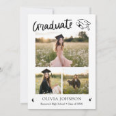 Modern Whimsical Hand Drawn Bow Graduation Party  Einladung (Rückseite)