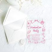 Modern Whimsical Hand Drawn Pink Graduation Party Acryleinladungen