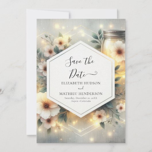 Modern Whimsical Mason Jar Wedding Save The Date (Vorderseite)