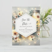 Modern Whimsical Mason Jar Wedding Save The Date (Stehend Vorderseite)