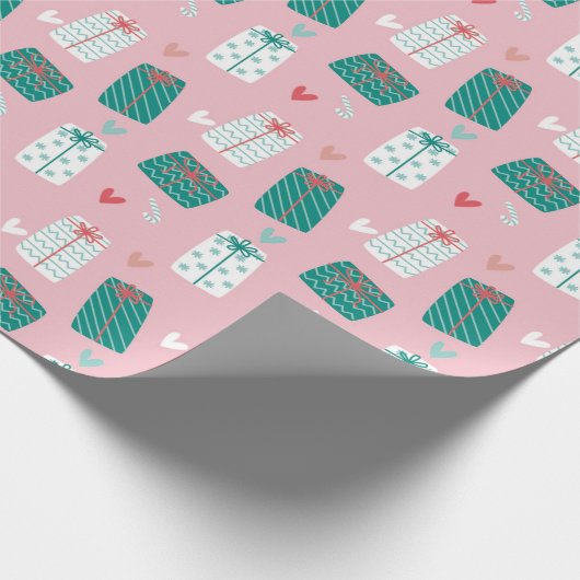 Modern Whimsical Pink Weihnachten Geschenkpapier (Ecke)