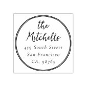 Modern Whimsical Round Wedding Return Address Gummistempel (Prägung)