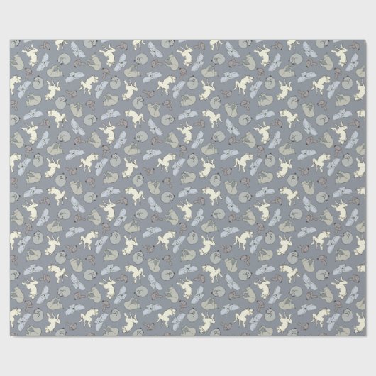 Modern Whimsical Sleeping Hunde - Vanilla auf Grau Geschenkpapier (Flach)