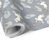 Modern Whimsical Sleeping Hunde - Vanilla auf Grau Geschenkpapier (Rolleneckpunkt)