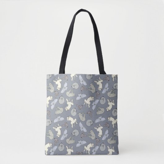 Modern Whimsical Sleeping Hunde - Vanilla auf Grau Tasche (Vorderseite)