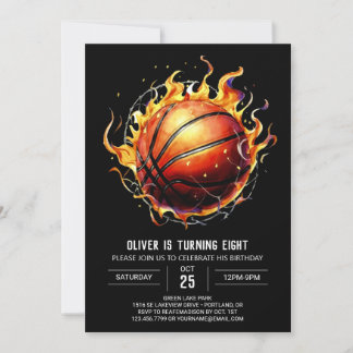 Modern Whimsical Sport Basketball Geburtstag Einladung