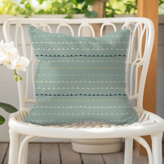 Modern Whimsical Stripes Navy Pastel Seafoam Green Kissen (Von Creator hochgeladen)