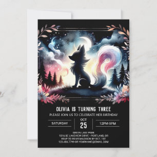 Modern Whimsical Wolf Geburtstag Einladung