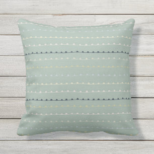 Modern Whimsisches Streifen Navy Pastel Seafoam Gr Kissen