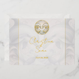 Modern Whimsy Dolphin Wedding Gold Foil Einladung