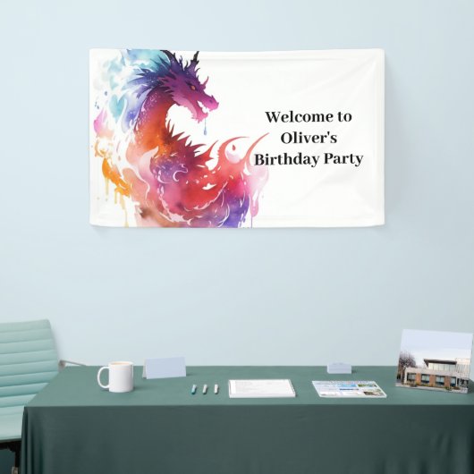 Modern Whimsy Dragon Birthday Banner (Messeveranstaltung)