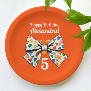 Modern Whimsy Orange Red Colorful Bow Watercolor Pappteller