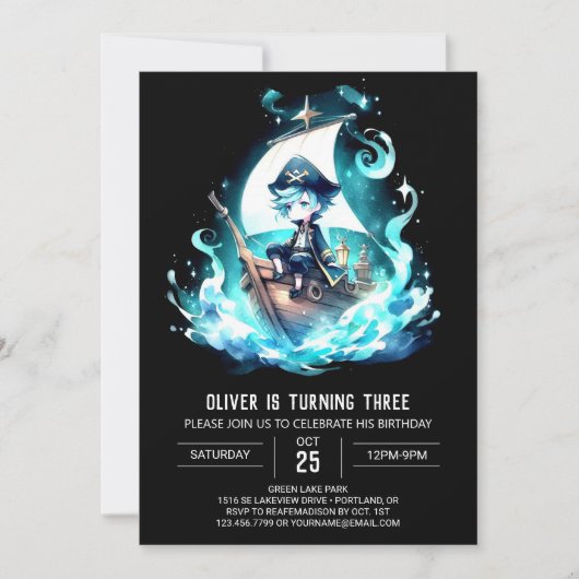 Modern Whimsy Pirate Einladung (Vorderseite)