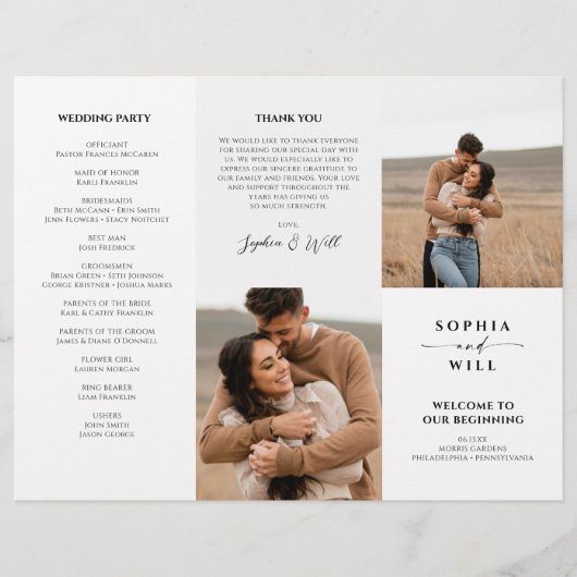 Modern Whimsy Trifold Wedding Program Flyer (Vorne)