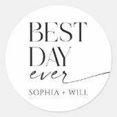 Modern Whimsy Wedding danke Ihnen geklappte Karte Runder Aufkleber (Vorderseite)