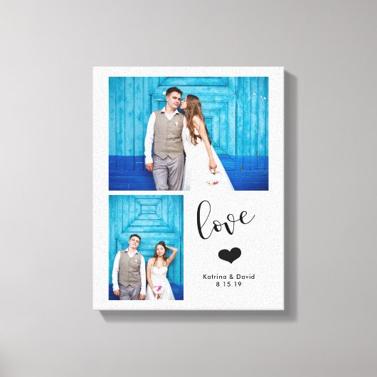 Modern Whimsy | Zwei Fotos Hochzeit Leinwanddruck (Vorderseite)