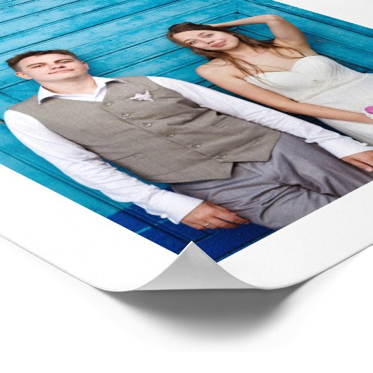 Modern Whimsy | Zwei Fotos Hochzeit Poster (Ecke)