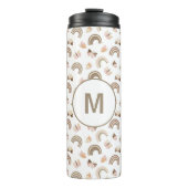 Modern Whit Pink Butterflies Rainbow Monogram Thermosbecher (Vorderseite)