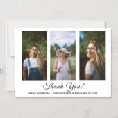 Modern White 3 Foto Abschluss Vielen Dank Magneteinladung (Vorderseite)