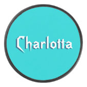 Modern White 3D Cuztomized Name | Türkisblau Eishockey Puck (Vorderseite)