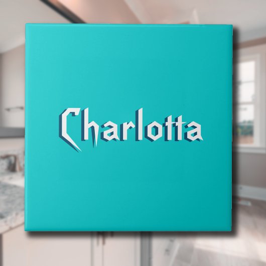 Modern White 3D Cuztomized Name | Türkisblau Fliese