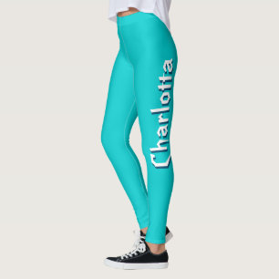 Modern White 3D Cuztomized Name Türkisblau Leggings