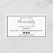 Modern White Abschluss Foto Beiheftkarten Telefonnummerkarte (Rückseite)