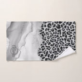Modern White Agate Silver Monogram Leopard Print Badhandtuch Set (Handtuch)
