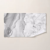 Modern White Agate Silver Monogram Marmorbad Badhandtuch Set (Handtuch)