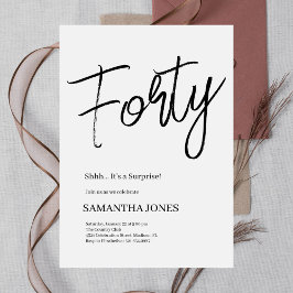 Modern White and Black 40. Geburtstag Party Einladung