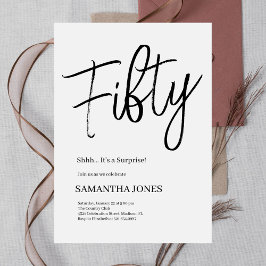 Modern White and Black 50. Geburtstagsparty Einladung