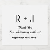 Modern White and Black Monogram Vielen Dank für Ih Bierflaschenetikett (Einzelnes Label)