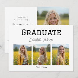 Modern White and Black Photo Grad Announcement Einladung
