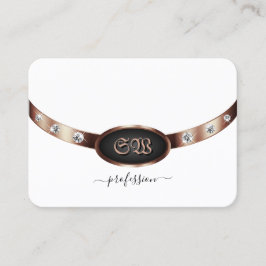 Modern White and Black Rose Gold Monogram Diamonds Visitenkarte
