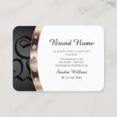 Modern White and Black Rose Gold Monogram Diamonds Visitenkarte (Rückseite)