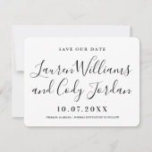 Modern White and Black Script Save the Date Einladung (Vorderseite)